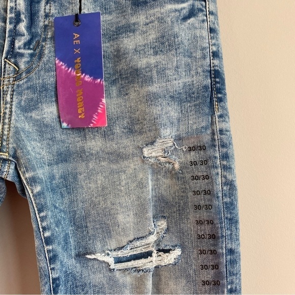 AMERICAN Eagle X Young Money Stacked Skinny Jeans Acid Wash Distressed 30X30 NEW - Picture 6 of 9